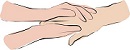 Clasped hands of carer and cared for