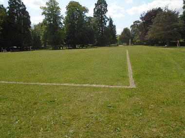 The large grean open area showing the outline of the Abbey