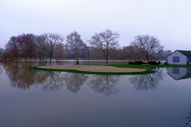 Part of meadow flooded