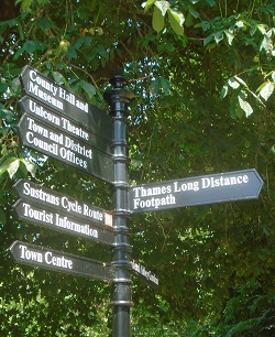 Sign post showing various routs