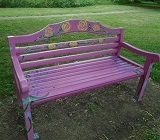 Colourfully painted bench