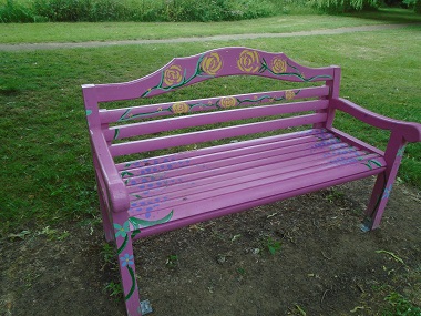 Brightly painted bench