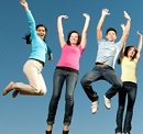 People jumping for joy